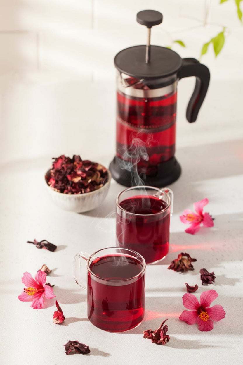 Fleurs d'hibiscus en vrac