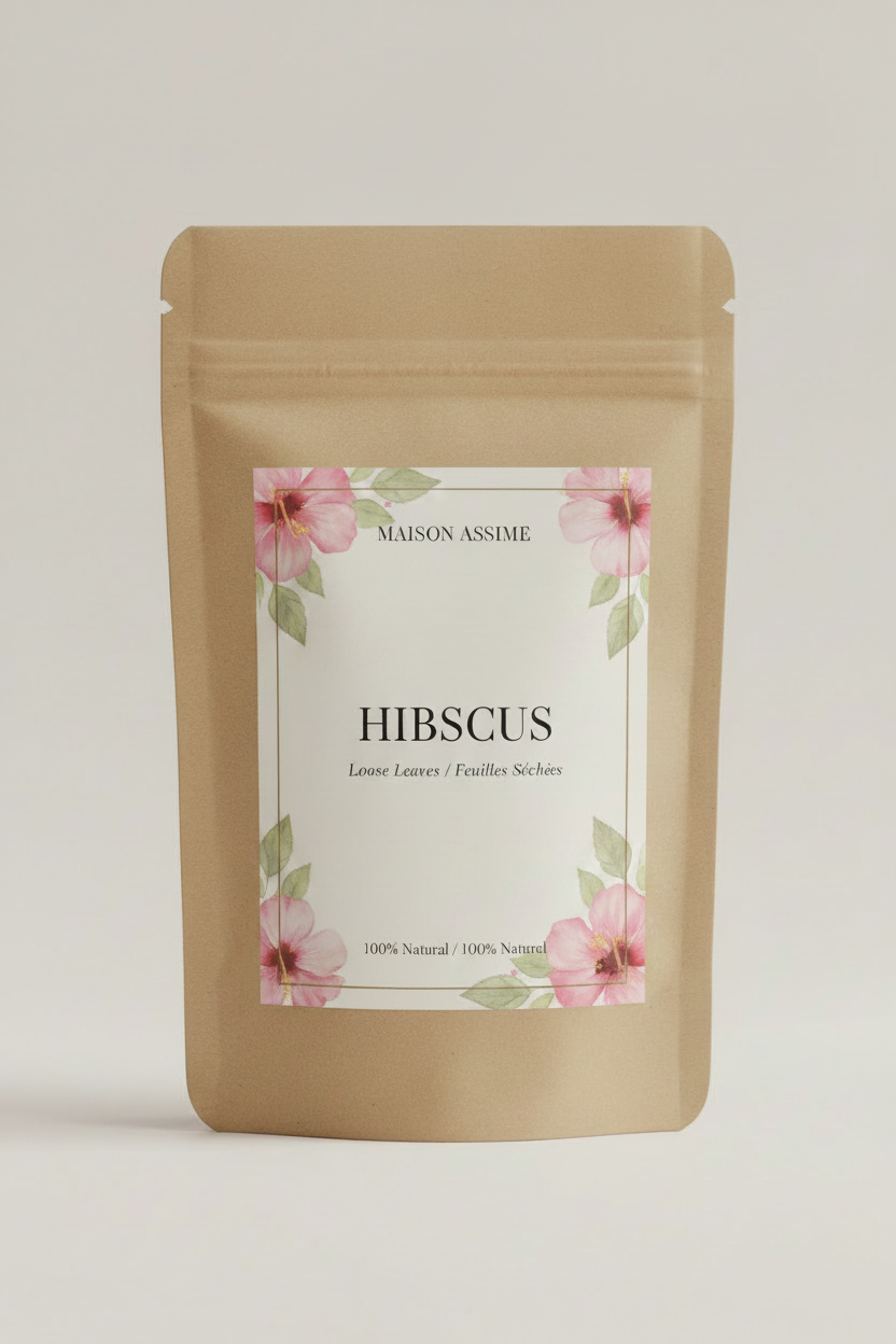 Étiquette Hibiscus avec fleurs